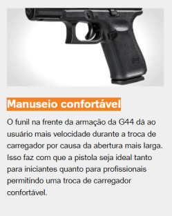 Glock G44 Compacta 22lr manuseio confortavel